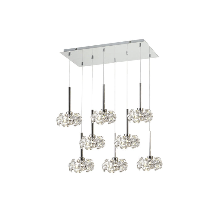 Nelson Lighting NLK04979 Bulge 8 Light Pendant Polished Chrome Crystal