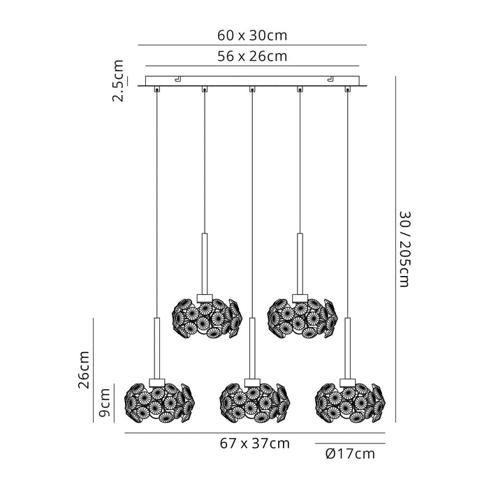 Nelson Lighting NLK04979 Bulge 8 Light Pendant Polished Chrome Crystal