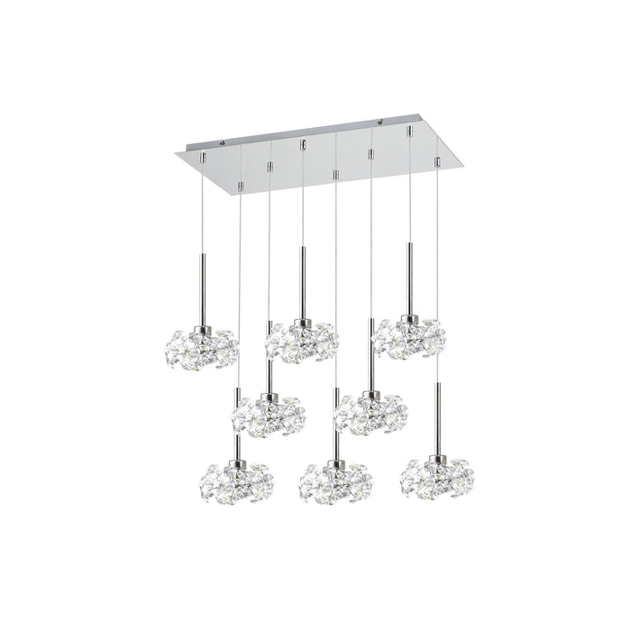 Nelson Lighting NLK04979 Bulge 8 Light Pendant Polished Chrome Crystal