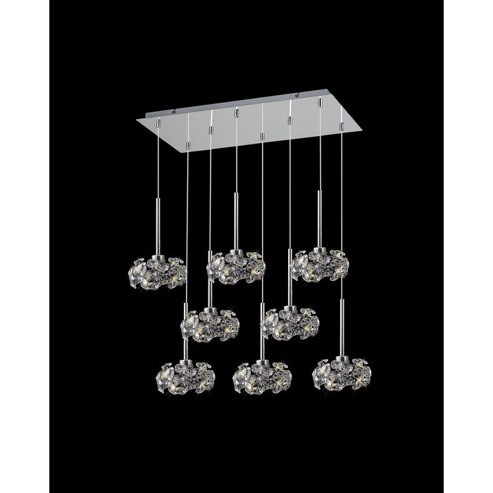 Nelson Lighting NLK04979 Bulge 8 Light Pendant Polished Chrome Crystal