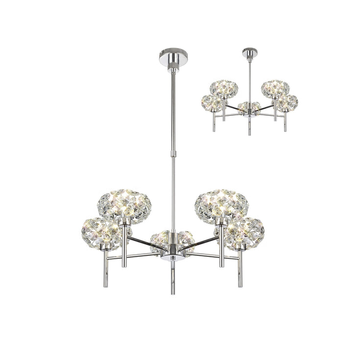 Nelson Lighting NLK04999 Bulge 5 Light Pendant/Ceiling Light Polished Chrome Crystal