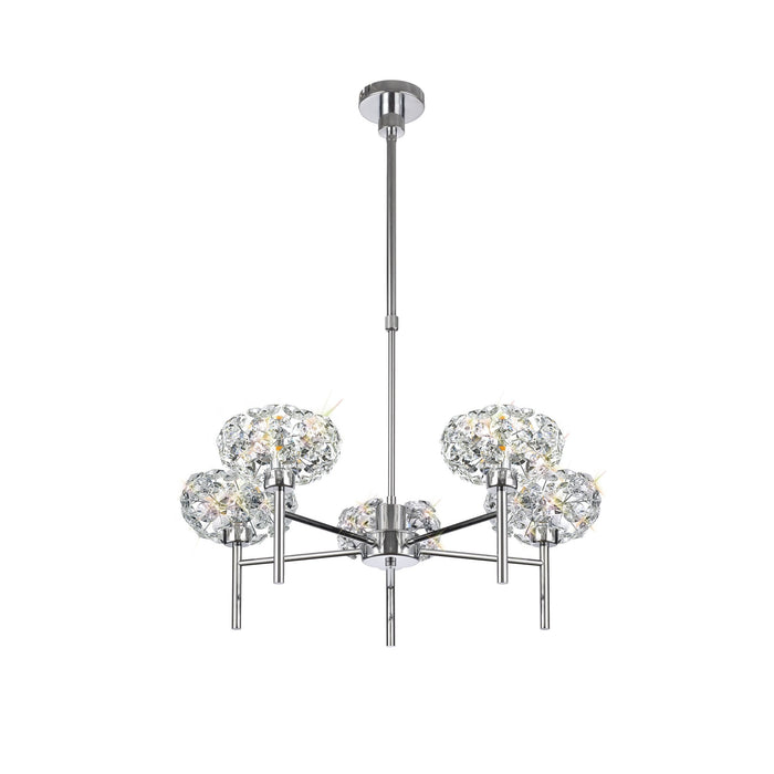 Nelson Lighting NLK04999 Bulge 5 Light Pendant/Ceiling Light Polished Chrome Crystal