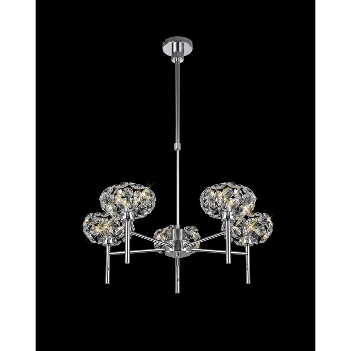 Nelson Lighting NLK04999 Bulge 5 Light Pendant/Ceiling Light Polished Chrome Crystal