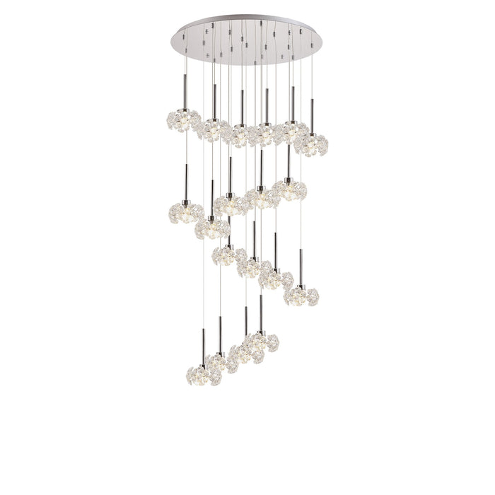 Nelson Lighting NLK05069 Bulge 19 Light Round Pendant Polished Chrome Crystal