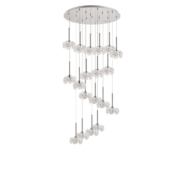 Nelson Lighting NLK05069 Bulge 19 Light Round Pendant Polished Chrome Crystal