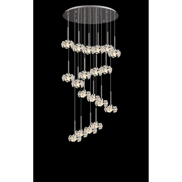 Nelson Lighting NLK05069 Bulge 19 Light Round Pendant Polished Chrome Crystal