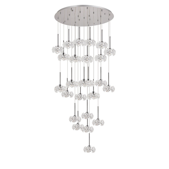 Nelson Lighting NLK05079 Bulge 24 Light Round Pendant Polished Chrome Crystal