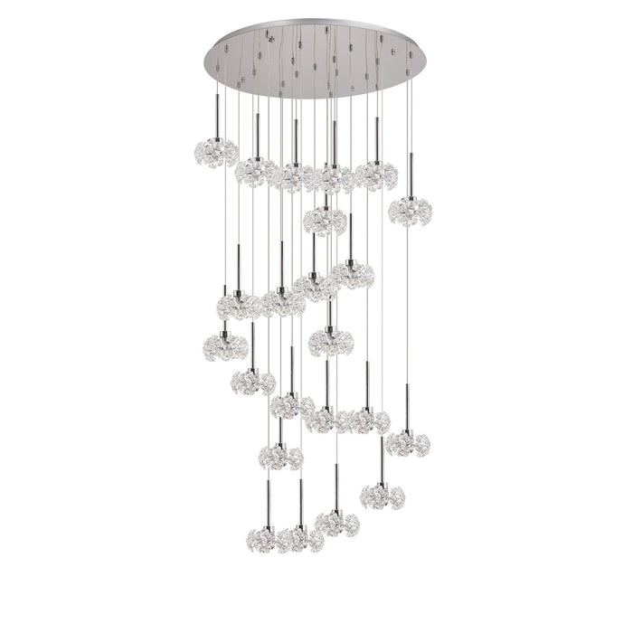 Nelson Lighting NLK05079 Bulge 24 Light Round Pendant Polished Chrome Crystal