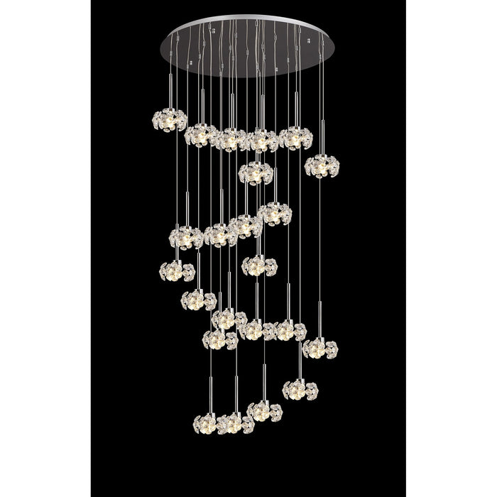 Nelson Lighting NLK05079 Bulge 24 Light Round Pendant Polished Chrome Crystal