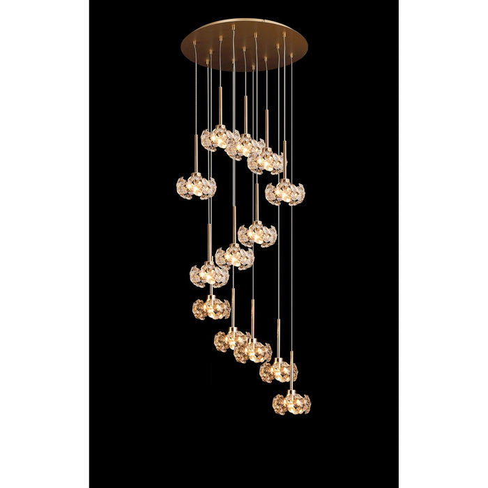 Nelson Lighting NLK08939 Bulge 13 Light Round Pendant French Gold Crystal