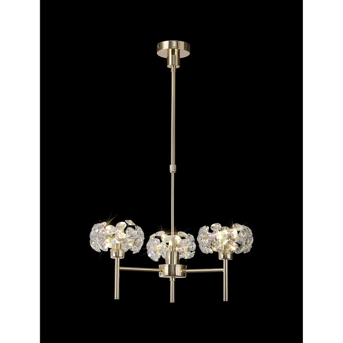 Nelson Lighting NLK08959 Bulge 3 Light Pendant/Ceiling Light French Gold Crystal