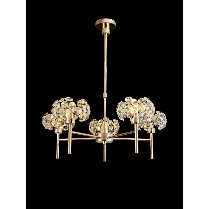 Nelson Lighting NLK08969 Bulge 5 Light Pendant/Ceiling Light French Gold Crystal