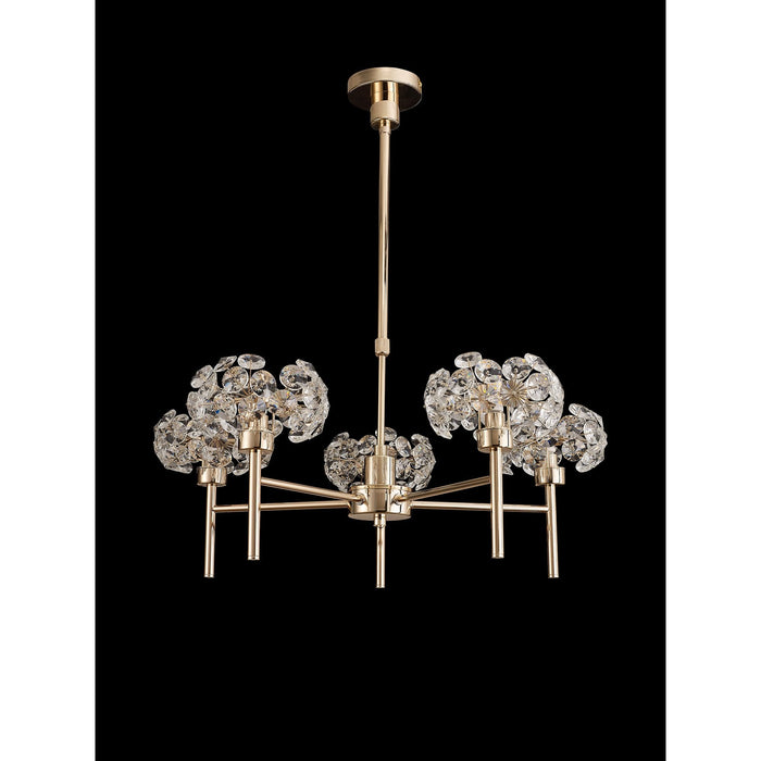 Nelson Lighting NLK08969 Bulge 5 Light Pendant/Ceiling Light French Gold Crystal