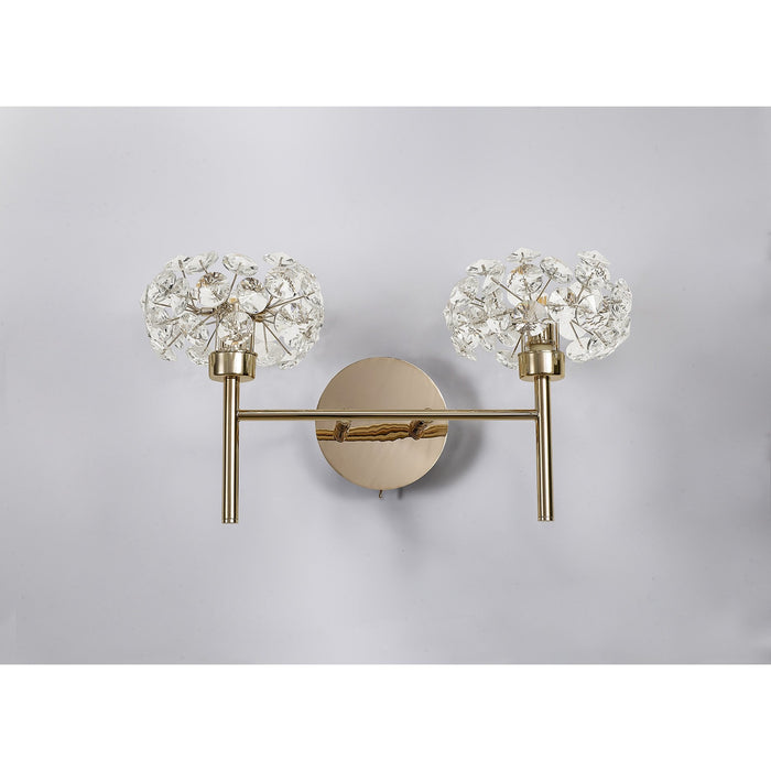 Nelson Lighting NLK09029 Bulge 2 Light Wall Light French Gold Crystal