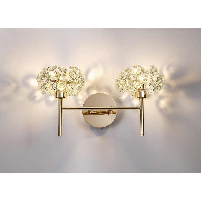 Nelson Lighting NLK09029 Bulge 2 Light Wall Light French Gold Crystal