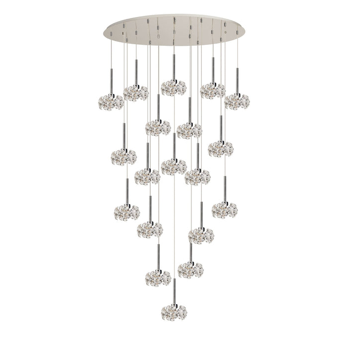 Nelson Lighting NLK15619 Bulge 19 Light Oval Pendant Polished Chrome Crystal