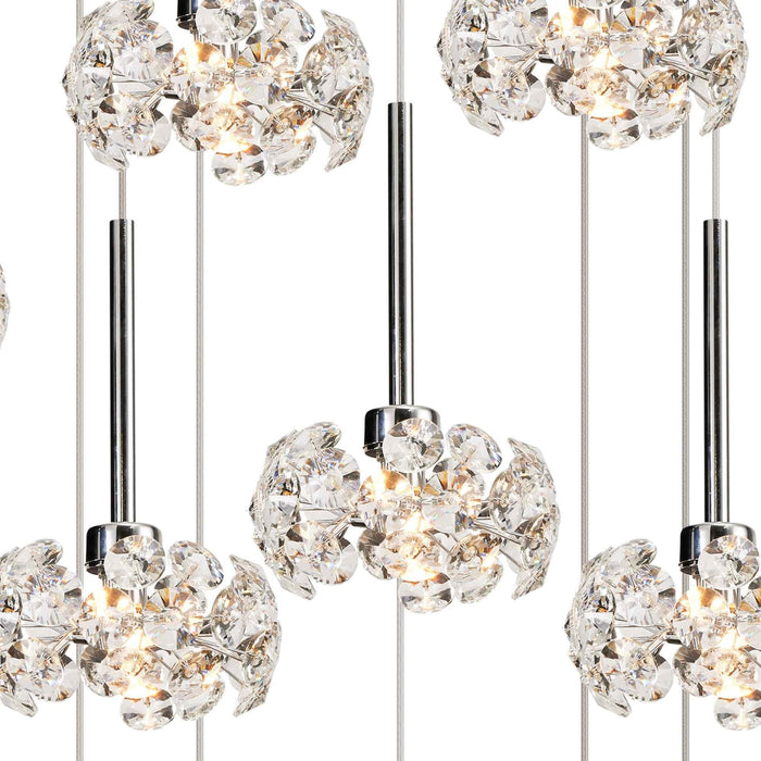 Nelson Lighting NLK15619 Bulge 19 Light Oval Pendant Polished Chrome Crystal