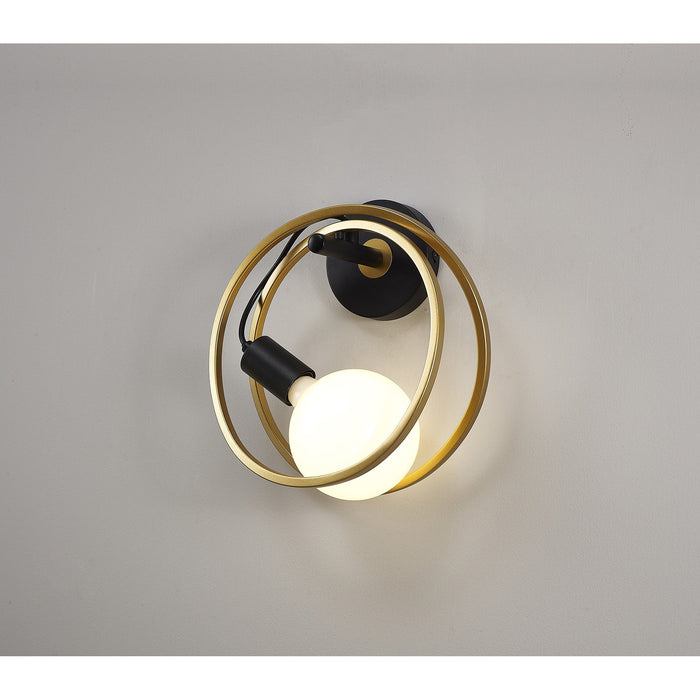 Nelson Lighting NL86669 Candio 1 Light Wall Light Matt Black Painted Gold