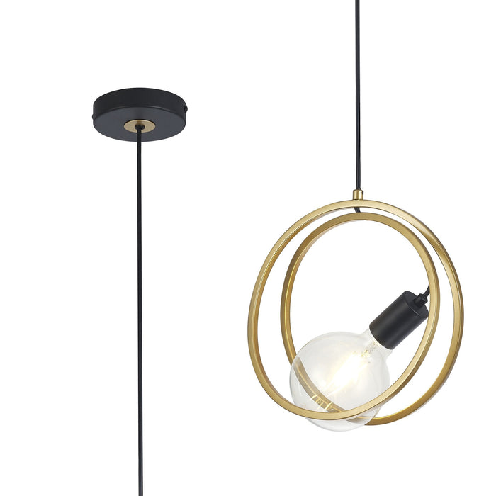 Nelson Lighting NL86719 Candio 1 Light Double Ring Pendant Matt Black Painted Gold