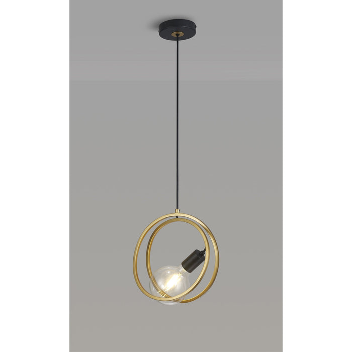 Nelson Lighting NL86719 Candio 1 Light Double Ring Pendant Matt Black Painted Gold