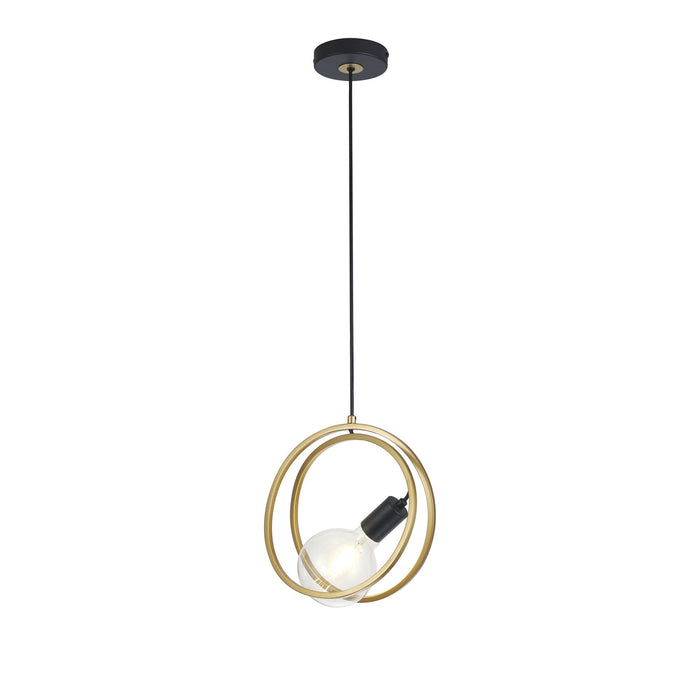 Nelson Lighting NL86719 Candio 1 Light Double Ring Pendant Matt Black Painted Gold