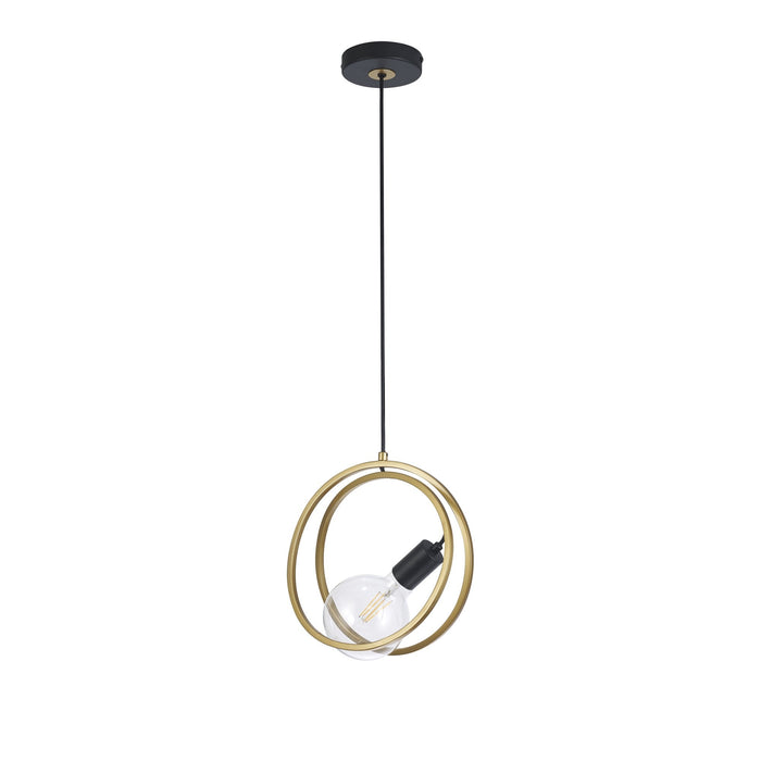 Nelson Lighting NL86719 Candio 1 Light Double Ring Pendant Matt Black Painted Gold