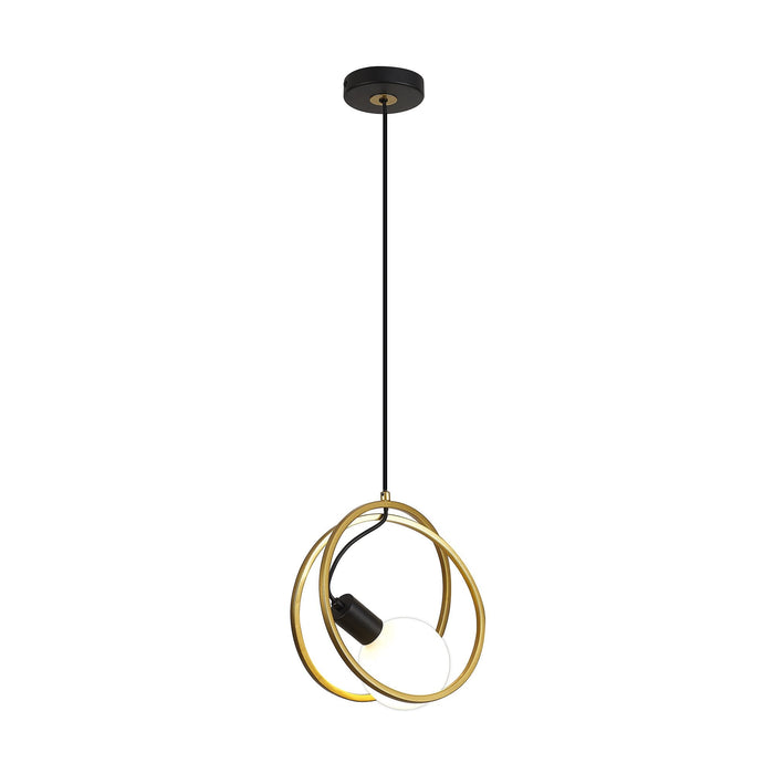 Nelson Lighting NL86719 Candio 1 Light Double Ring Pendant Matt Black Painted Gold