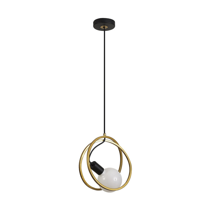 Nelson Lighting NL86719 Candio 1 Light Double Ring Pendant Matt Black Painted Gold