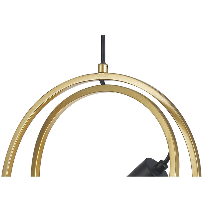 Nelson Lighting NL86719 Candio 1 Light Double Ring Pendant Matt Black Painted Gold