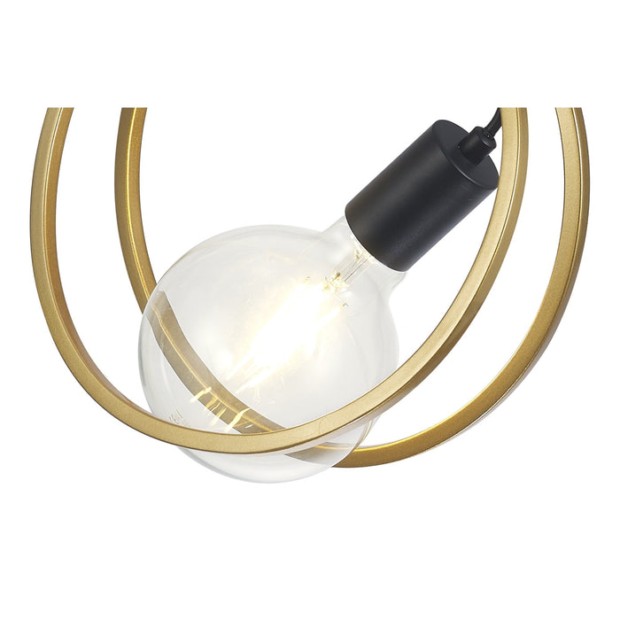 Nelson Lighting NL86719 Candio 1 Light Double Ring Pendant Matt Black Painted Gold