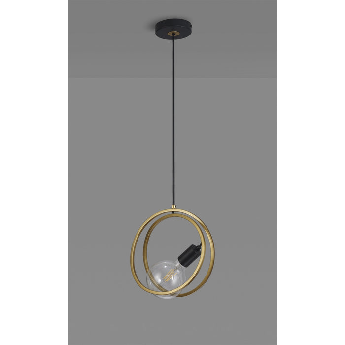 Nelson Lighting NL86719 Candio 1 Light Double Ring Pendant Matt Black Painted Gold