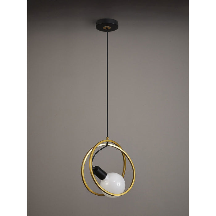 Nelson Lighting NL86719 Candio 1 Light Double Ring Pendant Matt Black Painted Gold