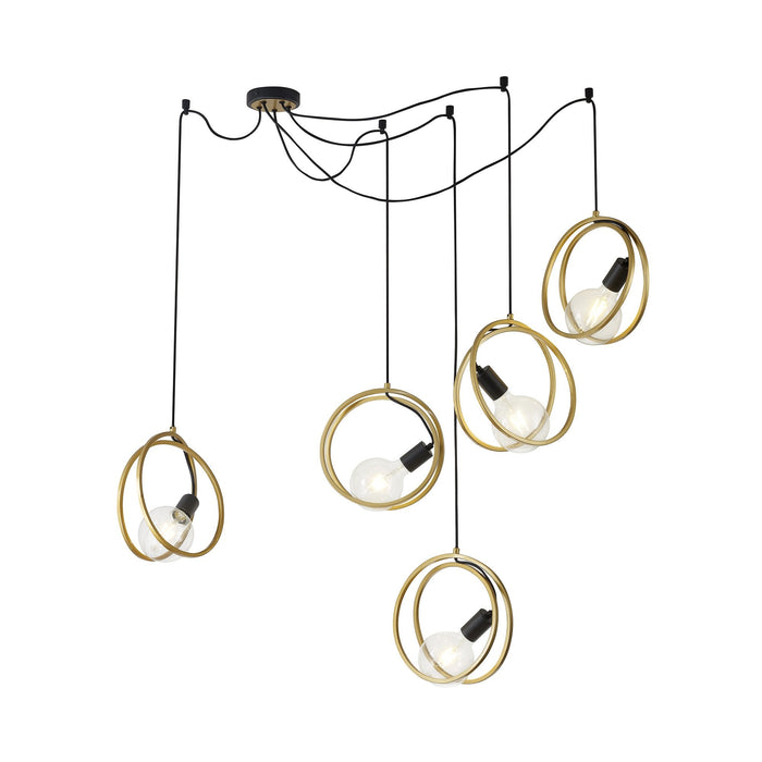 Nelson Lighting NL86739 Candio 5 Light Double Ring Multi Pendant Matt Black Painted Gold