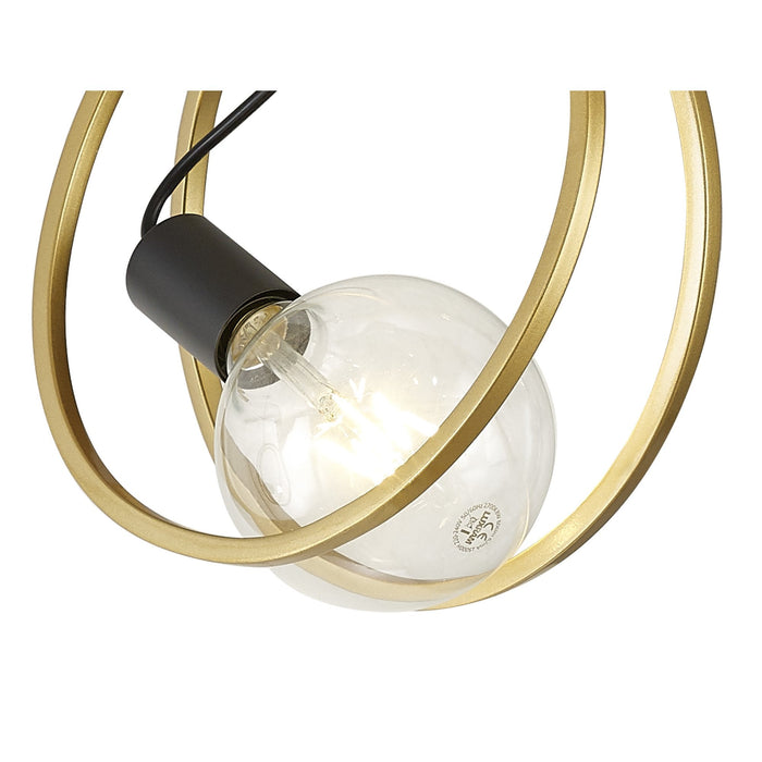 Nelson Lighting NL86739 Candio 5 Light Double Ring Multi Pendant Matt Black Painted Gold