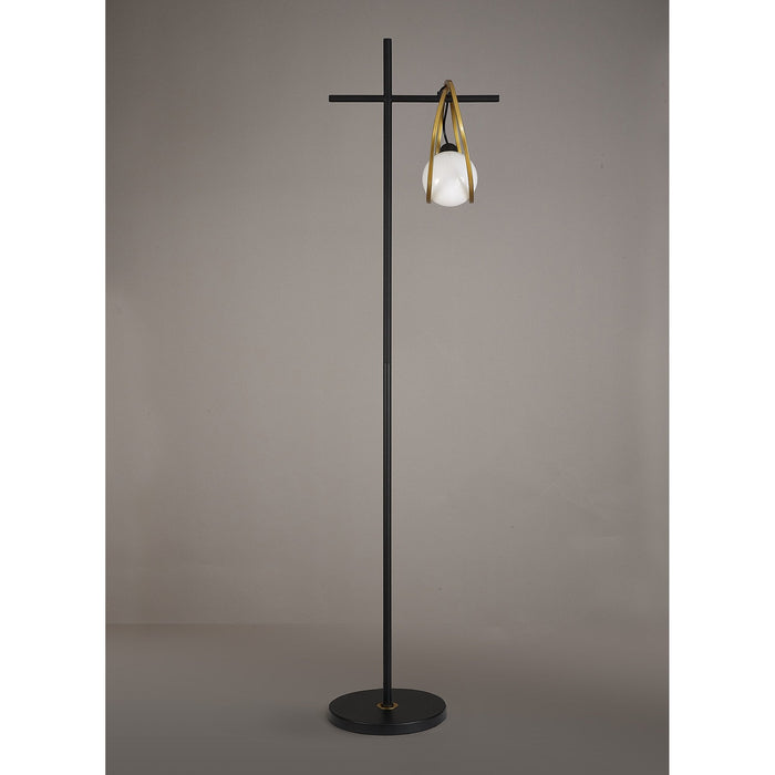 Nelson Lighting NL86769 Candio 1 Light Floor Lamp Matt Black Painted Gold