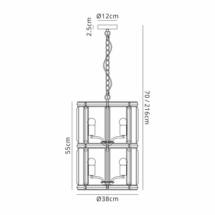 Nelson Lighting NL99919 Char 6 Light Round Pendant Polished Nickel Clear