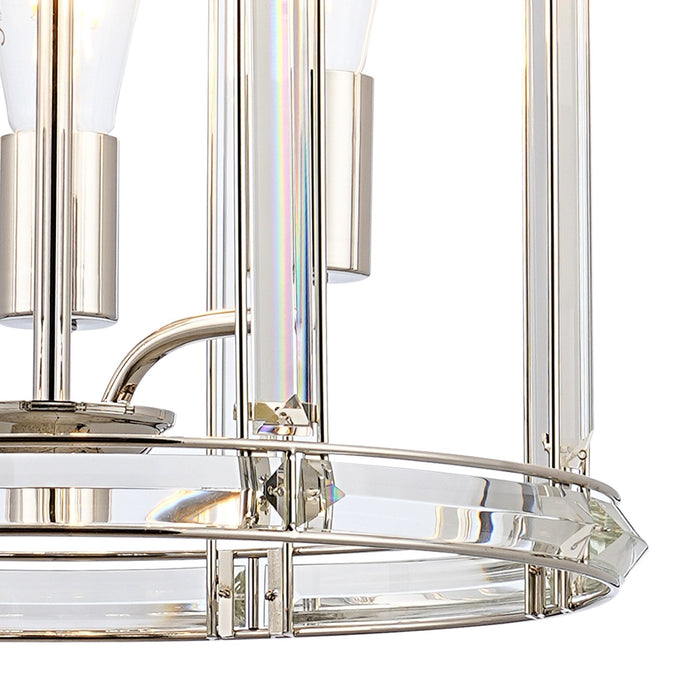 Nelson Lighting NL99919 Char 6 Light Round Pendant Polished Nickel Clear