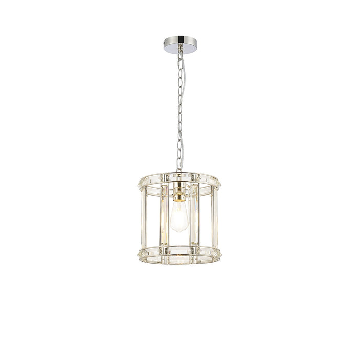 Nelson Lighting NL99929 Char 1 Light Round Pendant Polished Nickel Clear