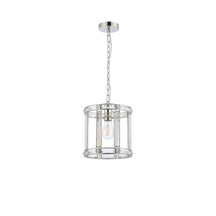 Nelson Lighting NL99929 Char 1 Light Round Pendant Polished Nickel Clear