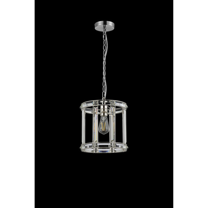 Nelson Lighting NL99929 Char 1 Light Round Pendant Polished Nickel Clear