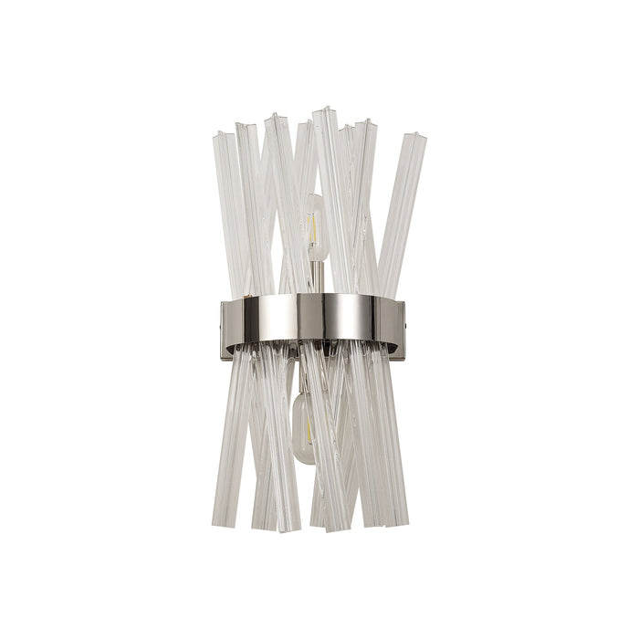 Nelson Lighting NL83599 Clover 2 Light Wall Light Polished Nickel Clear