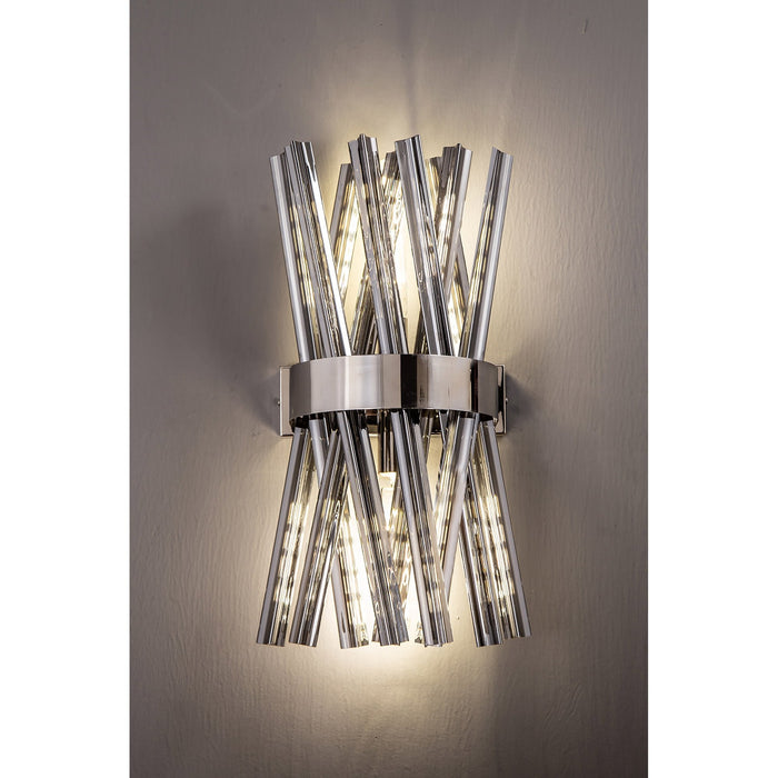 Nelson Lighting NL83609 Clover 2 Light Wall Light Polished Nickel Smoke