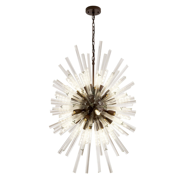 Nelson Lighting NL87629 Clover 32 Light Oval Pendant Brown Oxide Clear