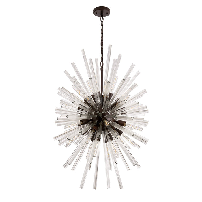 Nelson Lighting NL87629 Clover 32 Light Oval Pendant Brown Oxide Clear