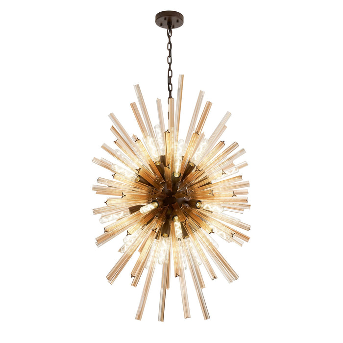 Nelson Lighting NL87649 Clover 32 Light Oval Pendant Brown Oxide Champagne Gold