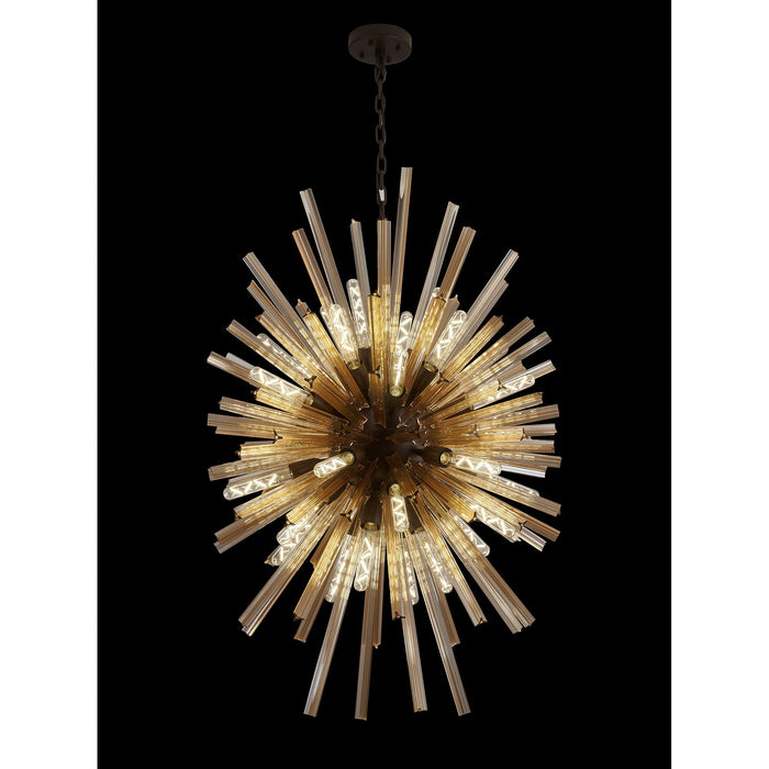 Nelson Lighting NL87649 Clover 32 Light Oval Pendant Brown Oxide Champagne Gold