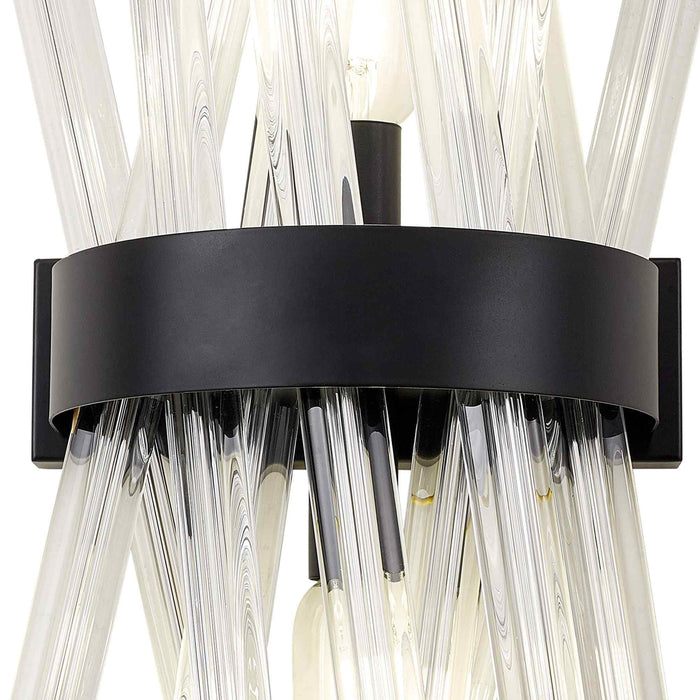 Nelson Lighting NL88129 Clover 2 Light Wall Light Matt Black Clear