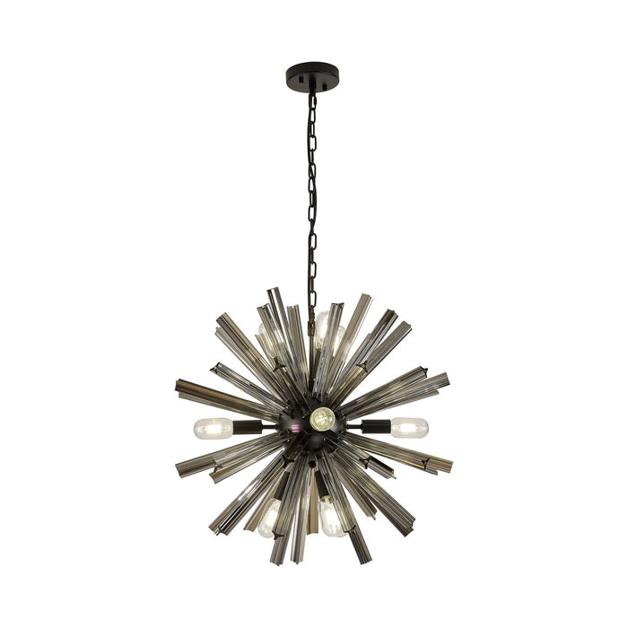 Nelson Lighting NL88229 Clover 10 Light Round Pendant Matt Black Smoke