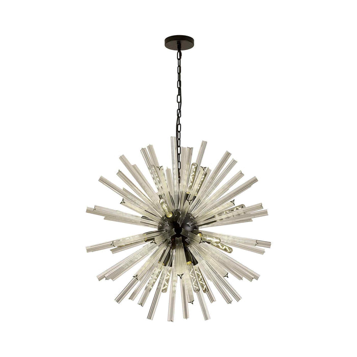 Nelson Lighting NL88249 Clover 16 Light Round Pendant Matt Black Clear