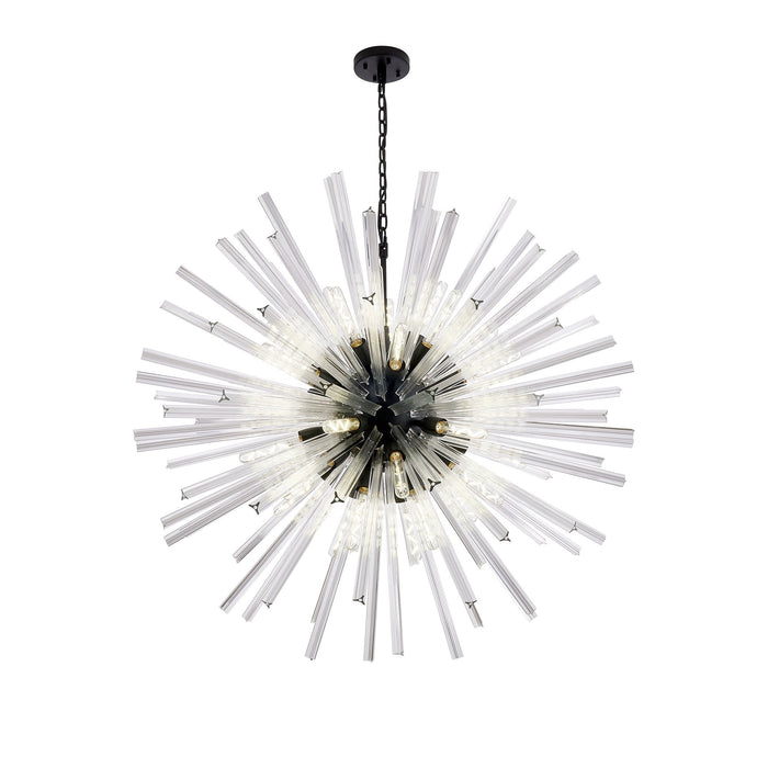 Nelson Lighting NL88279 Clover 32 Light Round Pendant Matt Black Clear